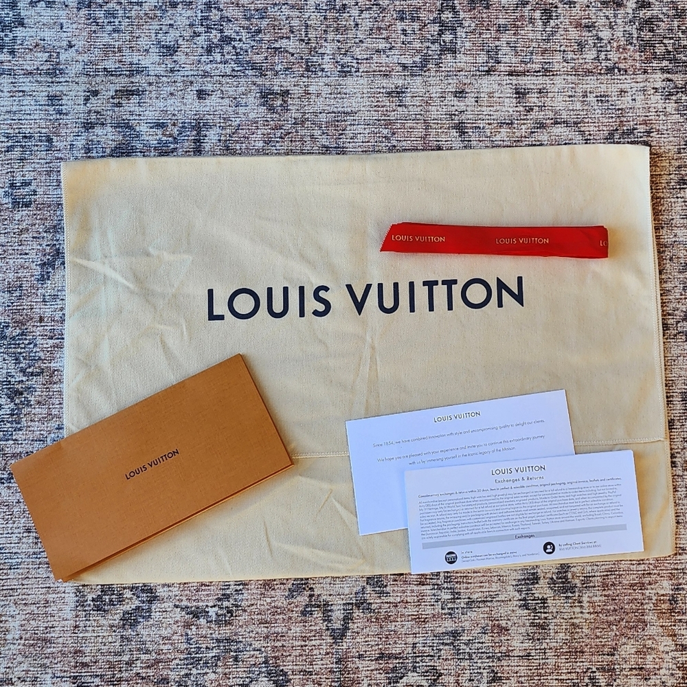 Louis Vuitton ribbon, dust bag and paperwork